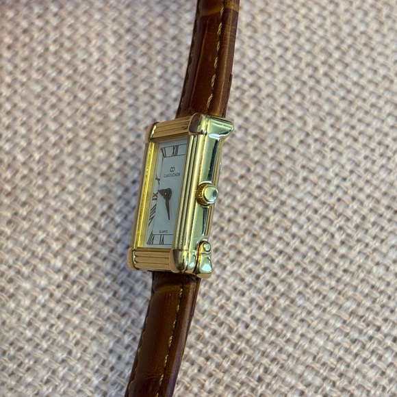 Vintage CABOUCHON Gold Tone Tank Watch - Collectors Item - Picture 3 of 9
